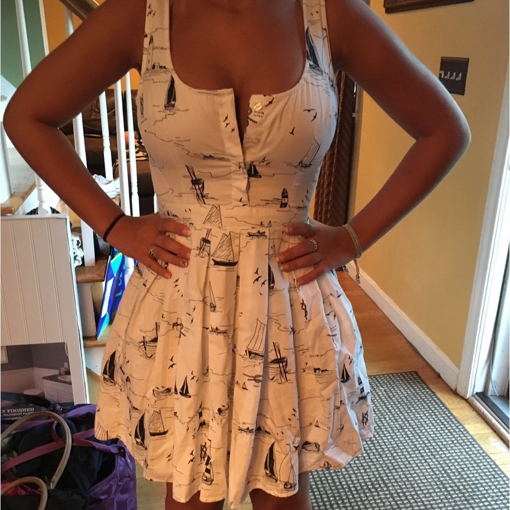 Jack Wills nautical print white and navy dress